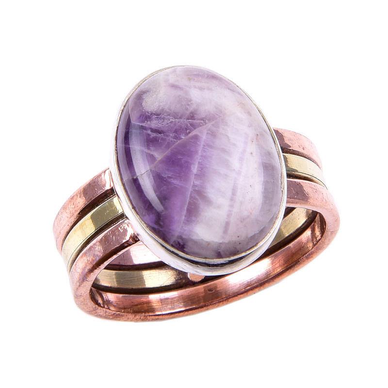 Natural Tiffany Stone Gemstone 925 Solid Silver TwoTone Gift Ring S.10US e8Y69