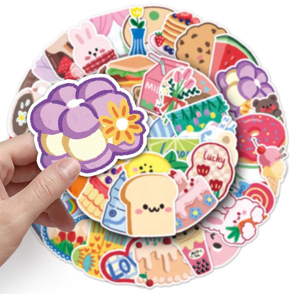 50-Piece Waterproof Hand-Painted Cartoon Graffiti Stickers for Phone Cases and Suitcases