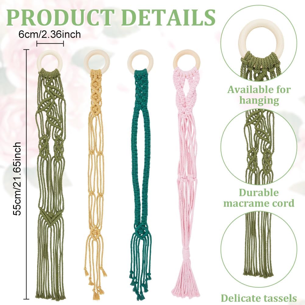 FREEBLOSS 4 шт. Набор крючков для макраме для шляп DIY Бохо Органайзер для шляп Держатели для шляп из макраме Стартовый набор для макраме с инструкциями для начинающих Украшение из макраме