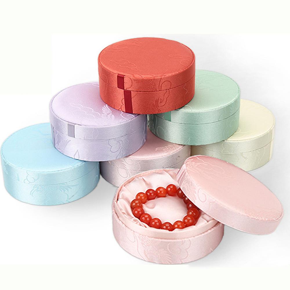 Premium Solid Color Embroidered Bangle Bracelet Box Traditional Luxury Good-looking Exquisite Chinese Round Packaging Exquisite
