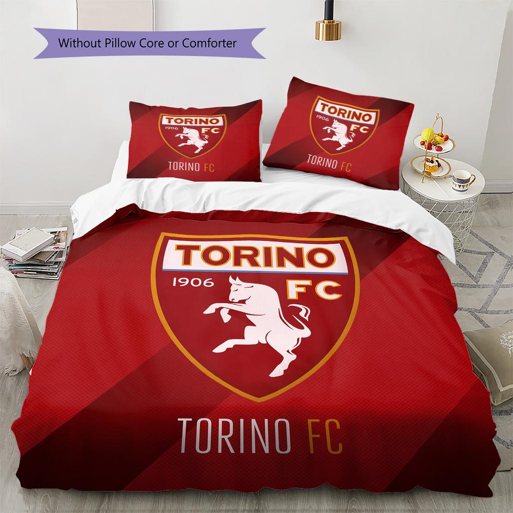 Fotbalový klub Torino Vzorovaná sada povlečení s přikrývkou Domácí dekorace Dárek (1 * povlak na peřinu + 2 * povlak na polštář bez jádra)