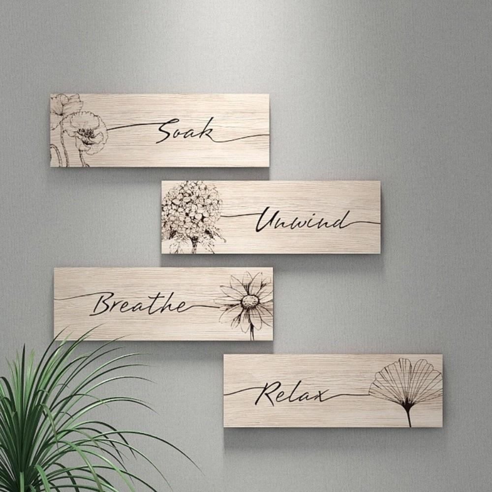 Wooden Floral Wall Art Funny Wall Decor Paintings Wall Plate Plants Hanging Sign  Room Decor
