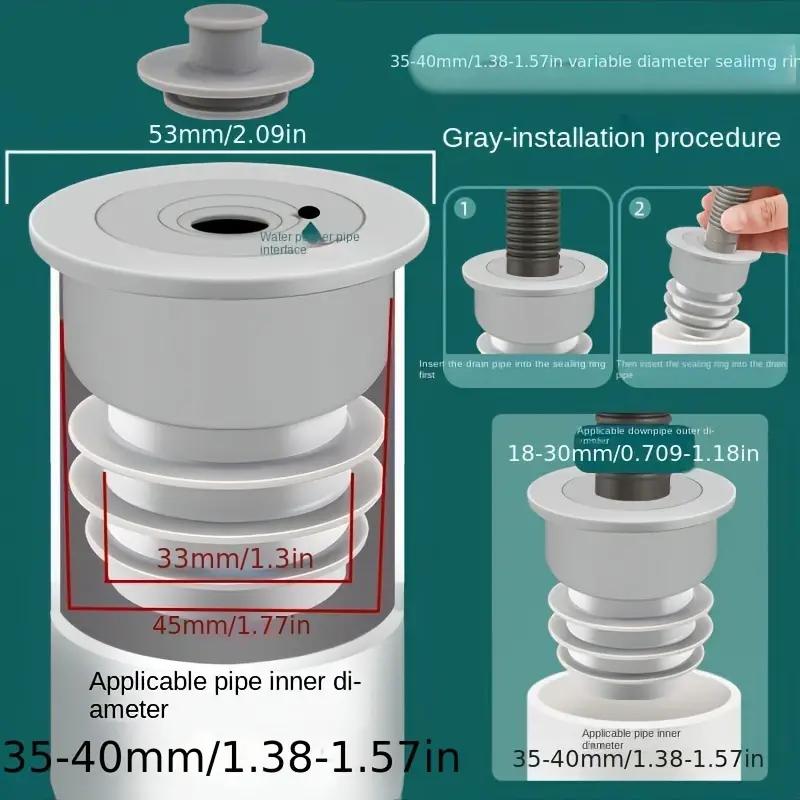 1PC Anti-backflow Odor Prevention Device For Sewer Pipes Kitchen Sinks Washing Machines Silicone Sealing Ring Drain Plug