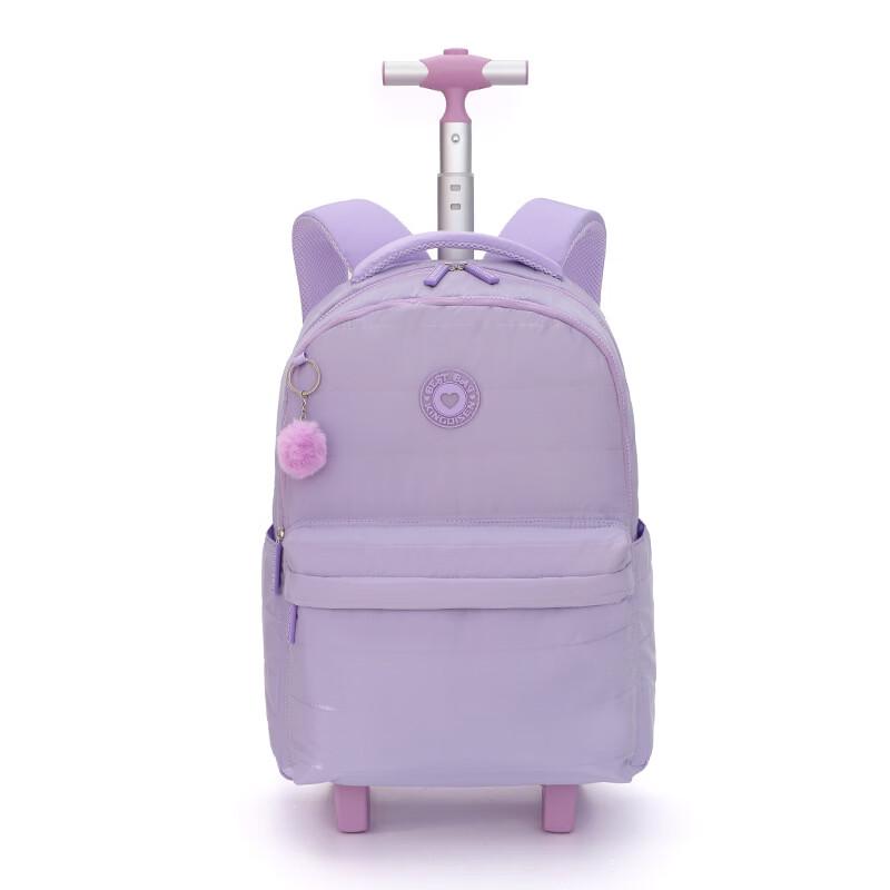 Li Shen Kids Rolling Backpack Set with Fur Ball