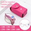 Portable Bifocal Folding Reading Glasses For Women Metal Frame Anti Blue Ray Presbyopia Eyeglasses With Bag Look Far And Near