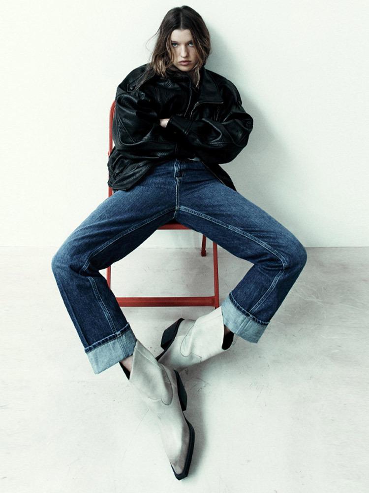 American High Street Biker Leather Jacket - 2025 Autumn/Winter Collection, Stand-up Collar, Stylish & Hot Item