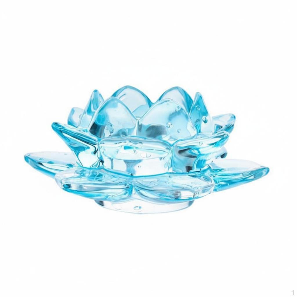 Glass Lotus Candle Holder Feng Shui Decor Flower Tealight Decorative Accent