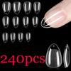 240PCS Short Almond Nail Tips Soft Gel Pre-Shaped Acrylic Nail Tips Half Matte Full Cover Nail Tips Clear Gelly Press On Nail