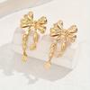 Elegant Bowknot Stud Earrings Vintage Statement Gold Color Earrings Women's Charm Daily Versatile Party Zircon Gifts
