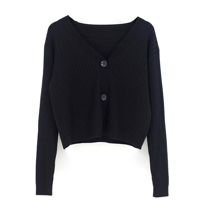 Women's V-Neck Knitted Cardigan - Long Sleeve Spring/Autumn Shawl Jacket