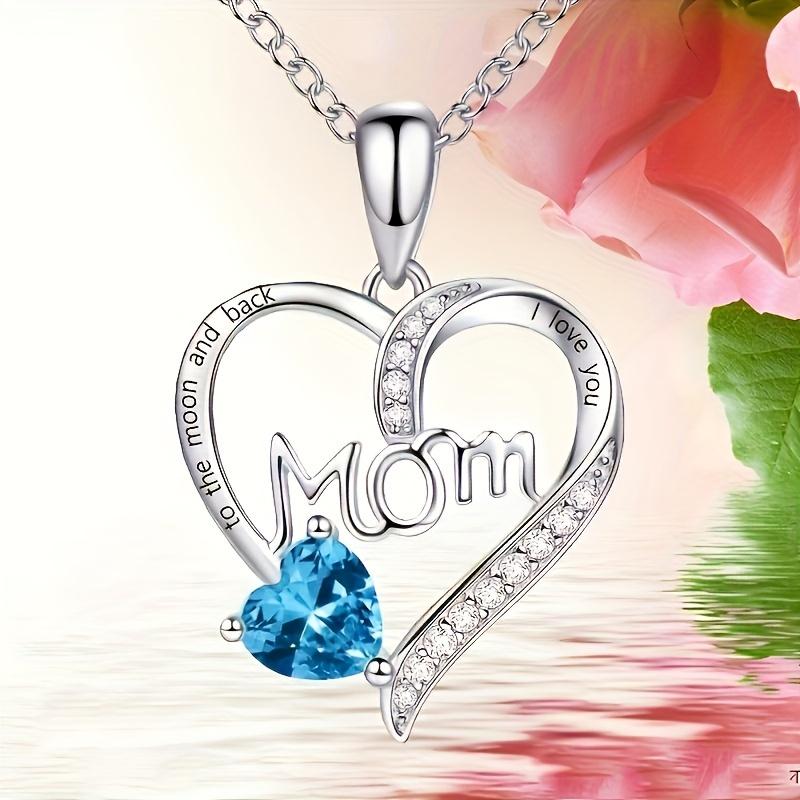 Rhinestone Decor Heart-shaped Pendant Necklace,The Perfect Gift for Mom,Her: Valentine's Day, Anniversary,Birthday,Mother’s Day