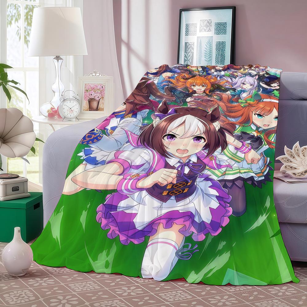 Anime Umamusume Pretty Derby Blanket For Sofa Office Bed Plane Travel Sleep Read Relax Camping Soft And Warm