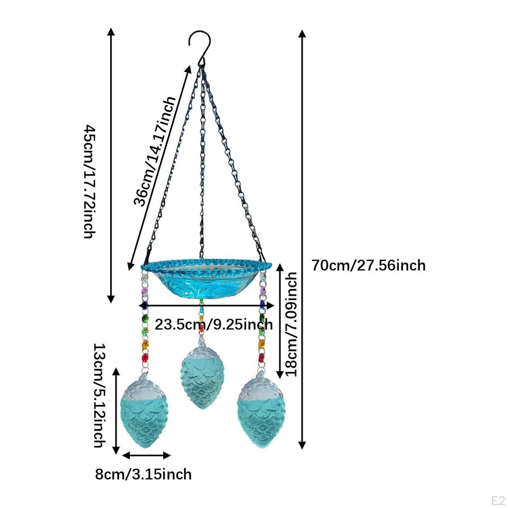 Bird Feeder Hanging Bath Food Dispenser Ornament Decor Garden Birdbath Birdfeeder for Backyard