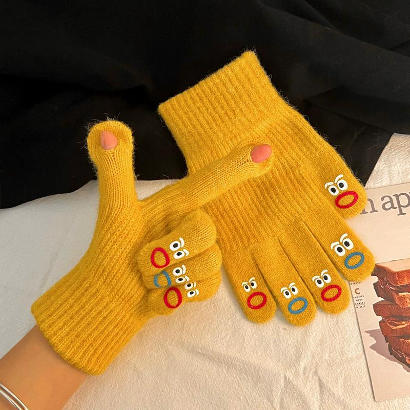 WTEMPO 1Pair Couple Warm Plush Gloves Outdoor Cycling Touch Screen Soft Gloves Autumn Winter Cold-proof Windproof Full Finger Gloves