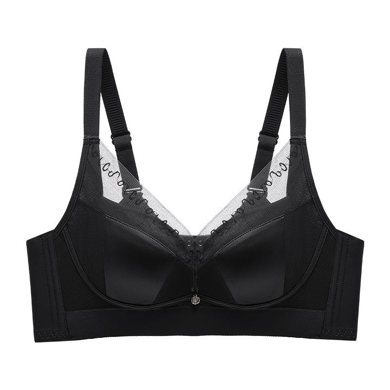 

Quality small breasts gathered without steel ring bra soft skin-friendly breast upper support adjustment bra 34/75AB чёрный