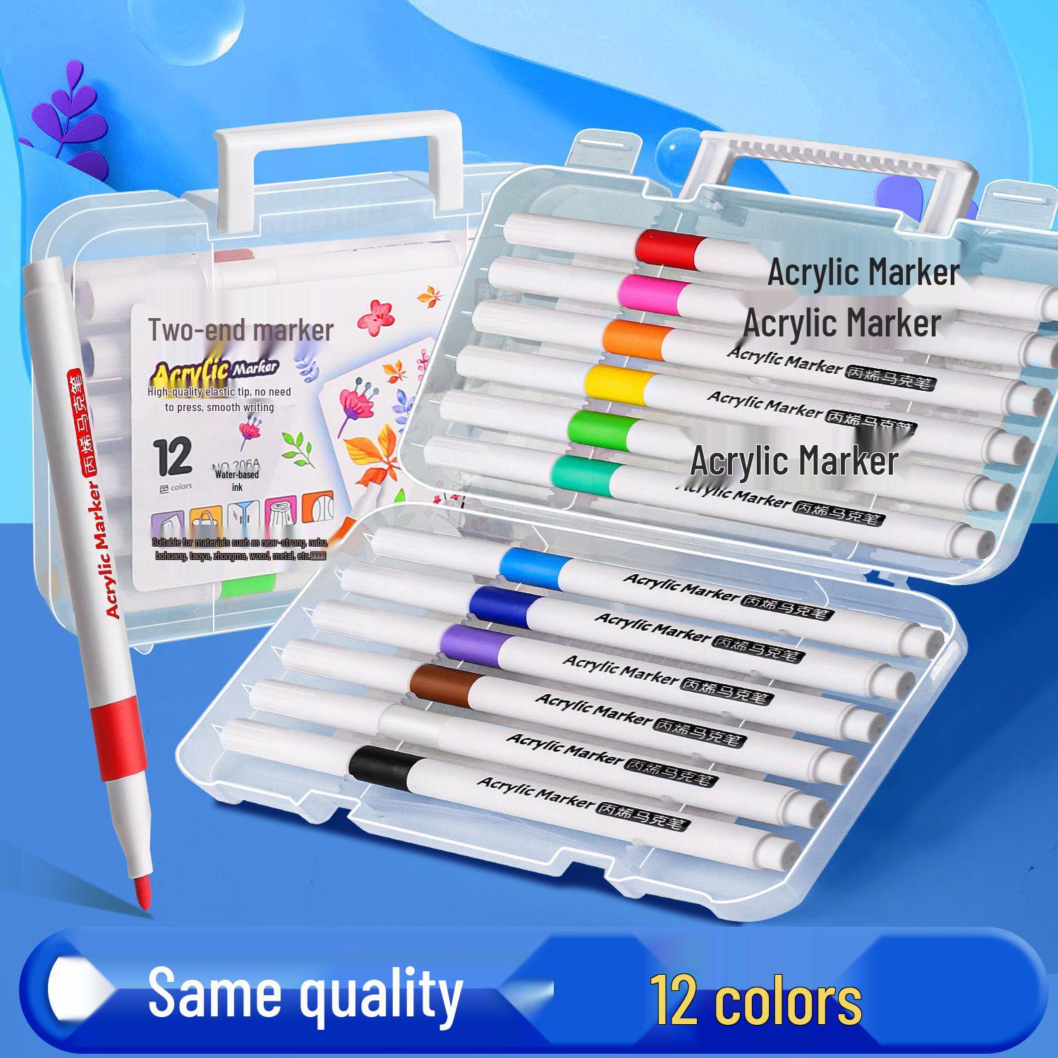 60 Colors Acrylic Marker Set - Soft Tip, Large Capacity, Layerable, Paper-Proof for Kindergarten Students