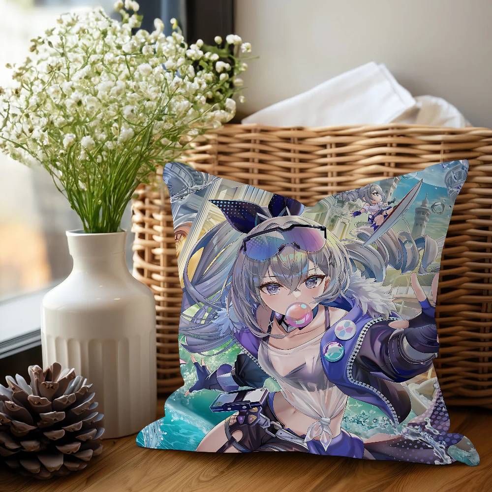 

GAME Characters Silver Wolf Pillow Cover Sofa Cushion Cover Home Room Decoration Children Gift 16x16Inch