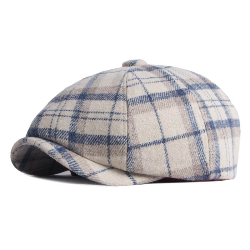 Autumn/Winter Unisex Plaid Newsboy Beret - British Retro Style Wool Hat