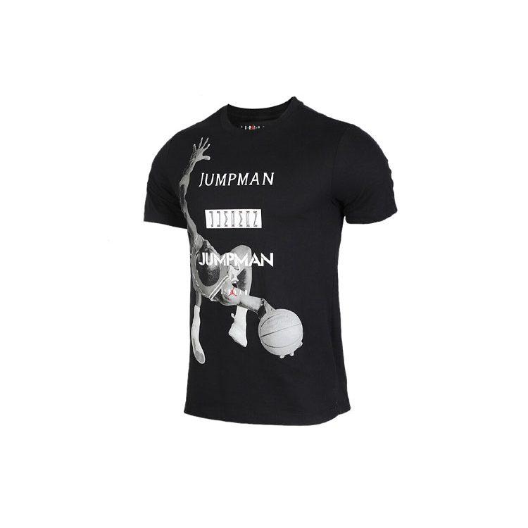 Jordan T Shirts Men's Black Crew Neck Moderate Straight Fit AT8926-010