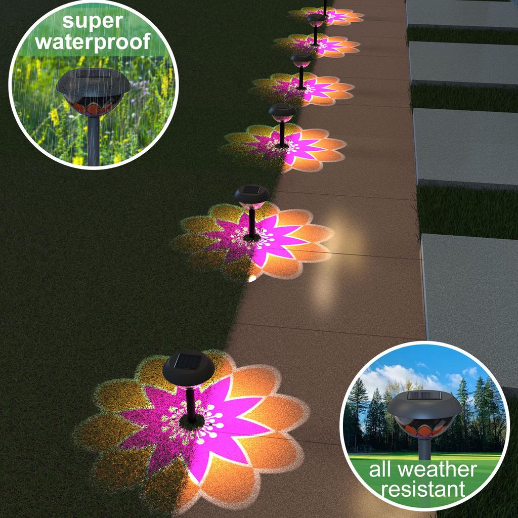 Solar Lights Outdoor Waterproof LED Solar Garden Projection Lights Garden Courtyard Lamp Landscape Path Yard Patio Decor