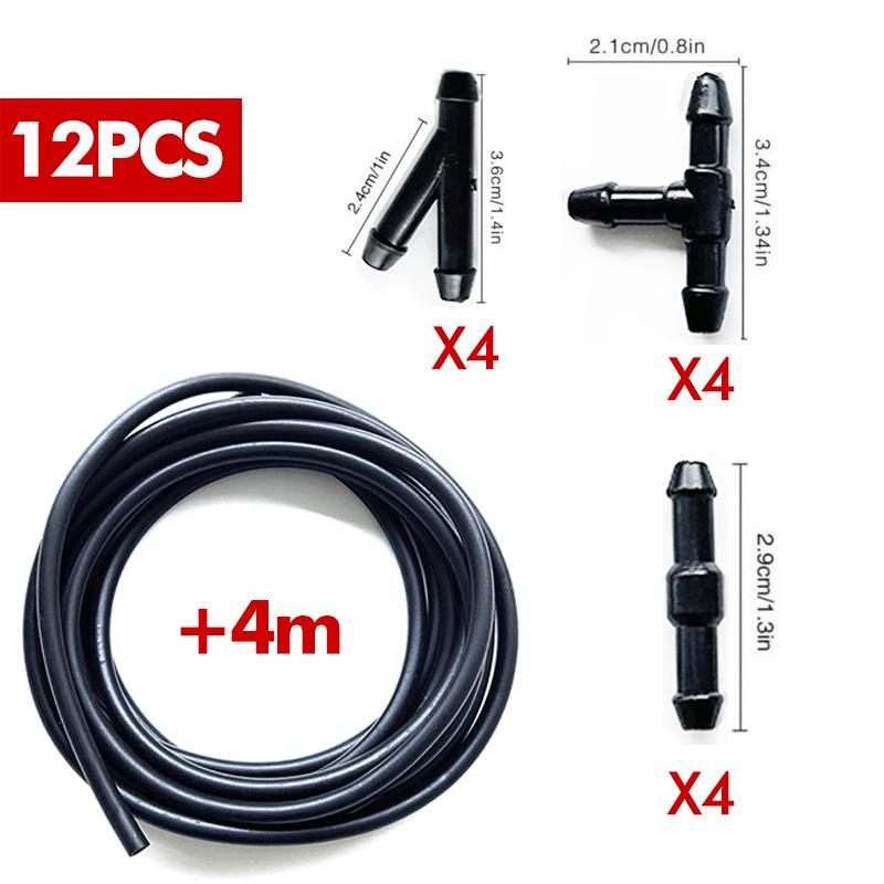 

Universal Car Auto Windshield Washer Hose Wiper Blade Pipe Jet Spray Nozzle Water Fluid Tube Joiner Connector Replacement Kit 4M-12PCS