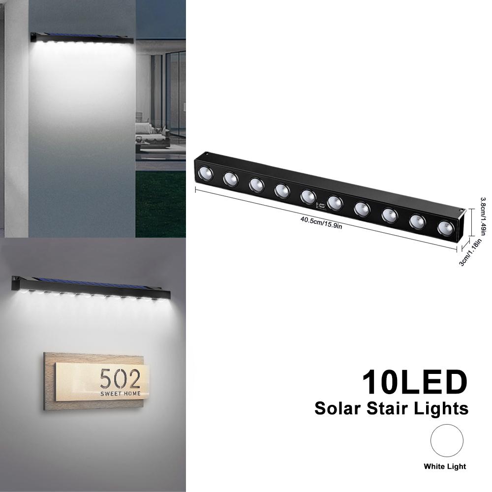 10LED Solar Wall Light Outdoor Solar Powered Landscape Light Waterproof Sign Lights Garden Porch Patio Deck Balcony Yard Decor