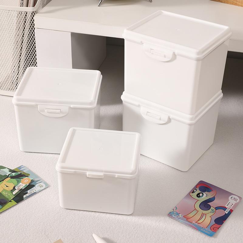 Milk White Flip Small Card Storage Box, Goo Card Pony, Poly Card Film Storage And Finishing Box, Multi-Functional Dust Box.