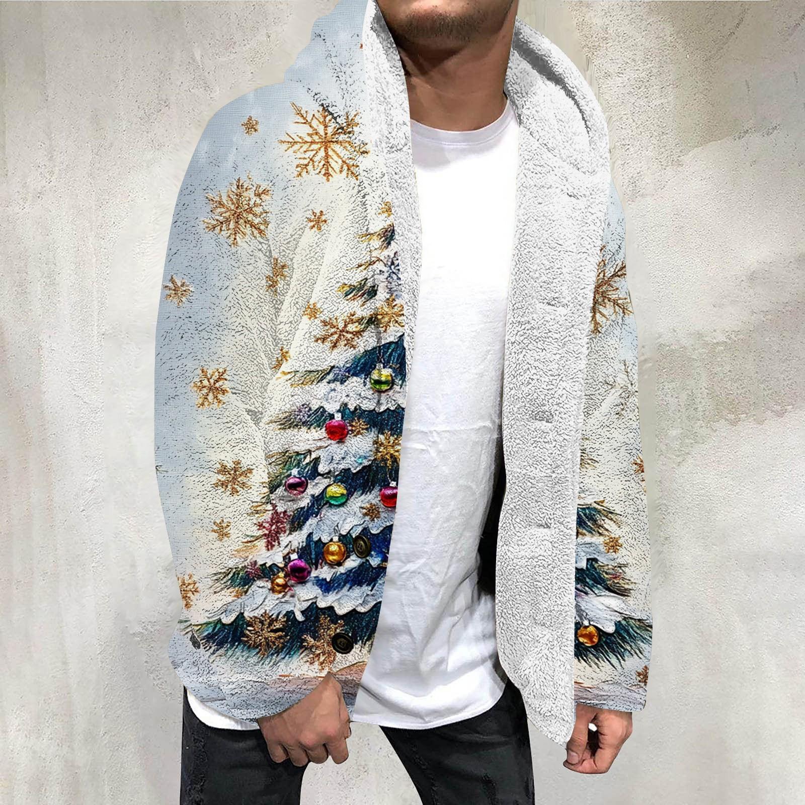 

Мужская повседневная теплая универсальная утолщенная плюшевая клетчатая куртка XL белый