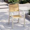 Outdoor Patio & Balcony Dining Chair Set - Wrought Iron & Rattan Backrest Chairs