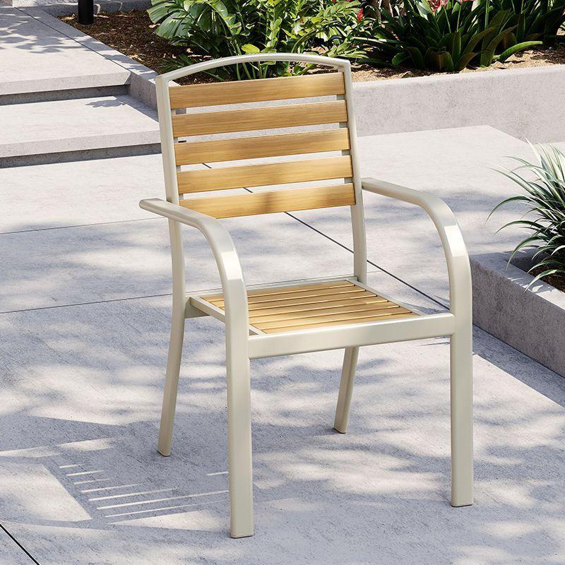 Outdoor Patio & Balcony Dining Chair Set - Wrought Iron & Rattan Backrest Chairs