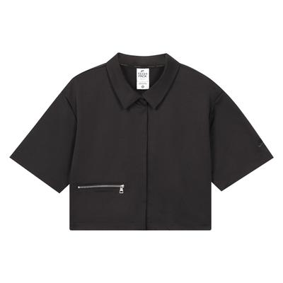 Sportswear Dri-FIT Tech Pack Solid Zip-Detail Woven Short-Sleeve Shirt Women Tops Black DV8241-010