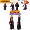 Spooky Halloween Witch Costume For Kids Black Polyester Scary Girl Party Outfit