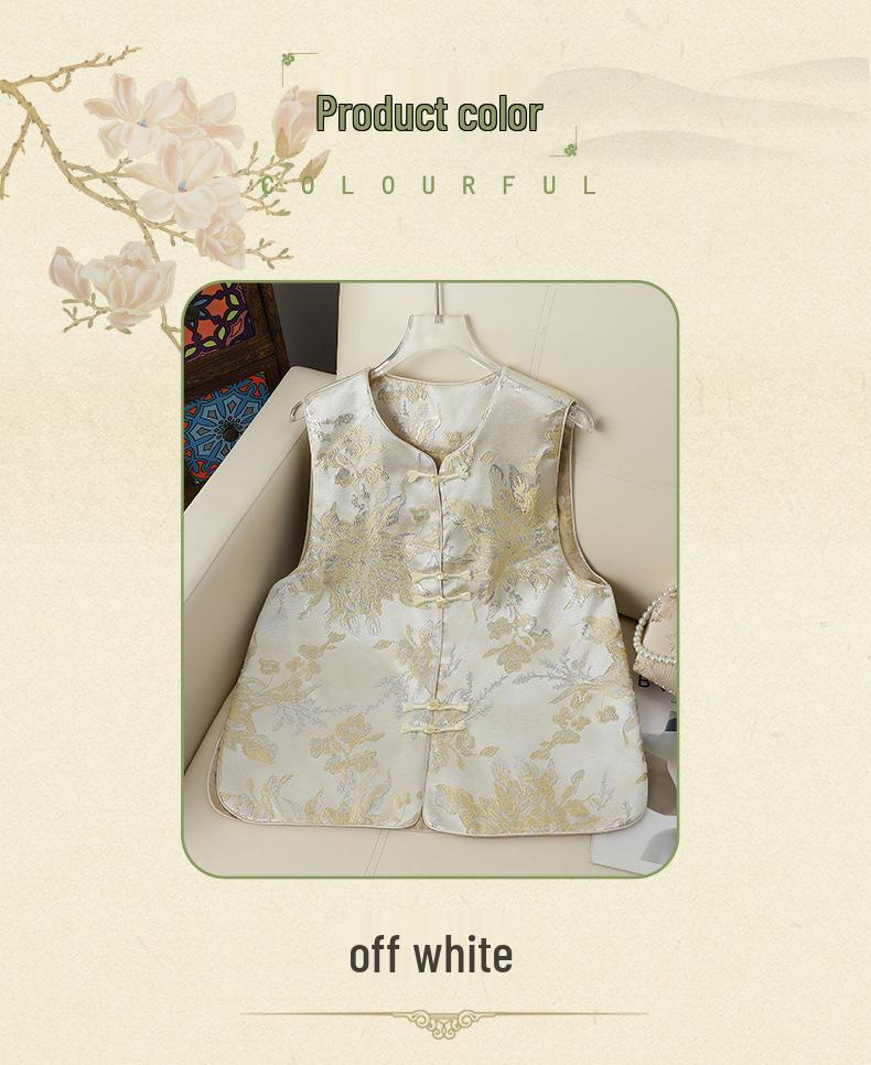 Jacquard Vest: Modern Chinese-Style Round Neck Tang Suit Top