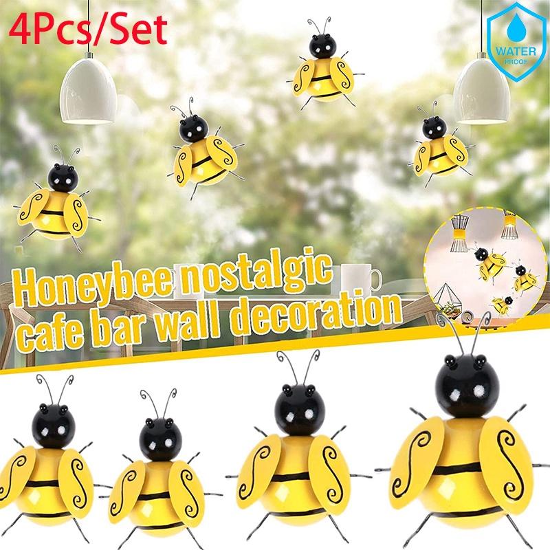 Metal Bee Wall Art Indoor And Outdoor 3d Sculpture For Garden And Bedroom Decorations