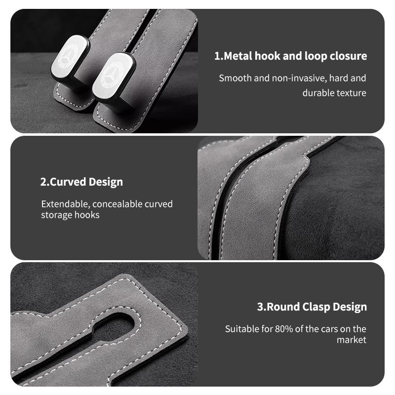 AABDL1 Car Headrest Hook Suede Rear Seat Hanging Dual Hook Storage Rack Accessories For Benz Exclusive AMG SPRINTER V CLASS VIANO W124