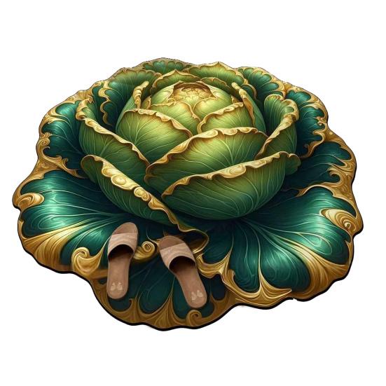 Yousheng Chinese Cabbage Floor Mat Non-Slip Absorbent Bathroom Rug 3D Visual Effect Cabbage Floor Rug for Entrance Living Room Kitchen