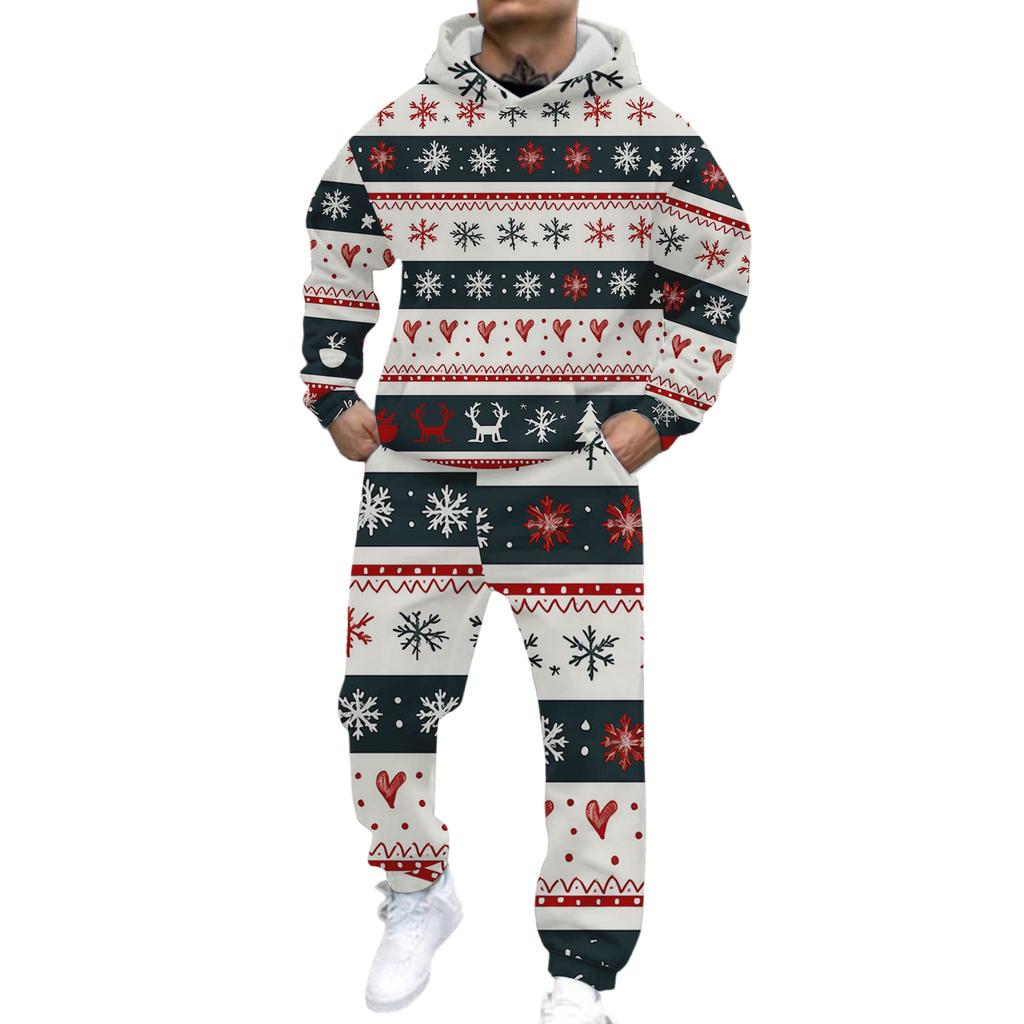 Herren Casual und personalisiert bedrucktes Langarm-Kapuzensweatshirt, Herren Sport-Sweatshirt und Sweatpants zweiteiliges Set