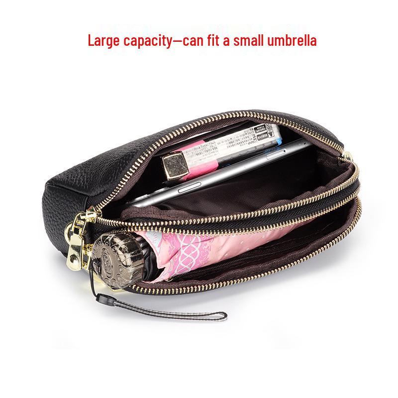 Γνήσιο Δερμάτινη Γυναικεία Τσάντα Crossbody - Νέα Μόδα Δερμάτινη Τσάντα Ώμου για Κινητό, Μεγάλη Τσάντα-Πορτοφόλι με Υφή Λίτσι, Μικρή Γυναικεία Τσάντα