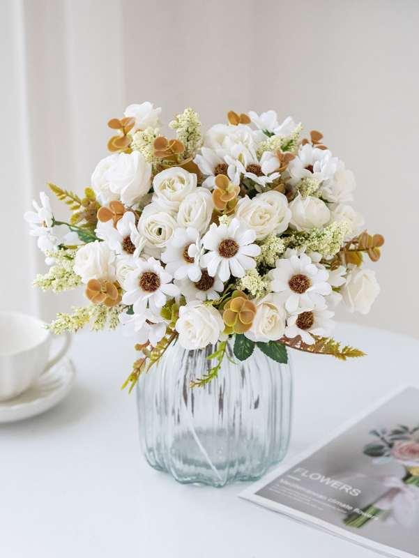 1/3pcs Artificial Flowers Roses Silk Wedding Wreath Home Room Table Festival Outdoor Garden Yard Decor Bridal Bouquets Diy Gifts