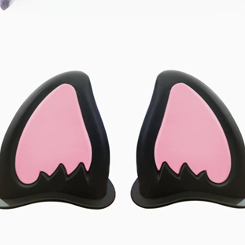 2pcs Adorable Cat & Bear Ears Helmet Stickers - Durable ABS, Perfect for Motorcycles, Electric Bikes & Car Decor, Cute Helmet Accessories