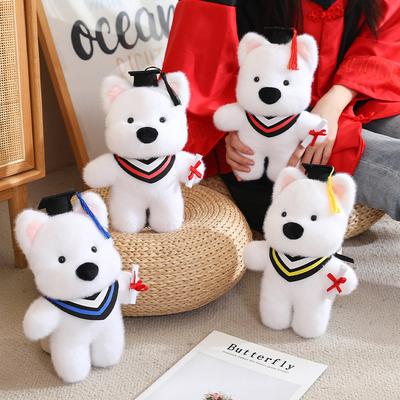 Cartoon Dr. Hat Puppy Dog Doll Plush Toy Wear Dr. Hat West Highland Doll Children'S Soothing Ragdoll