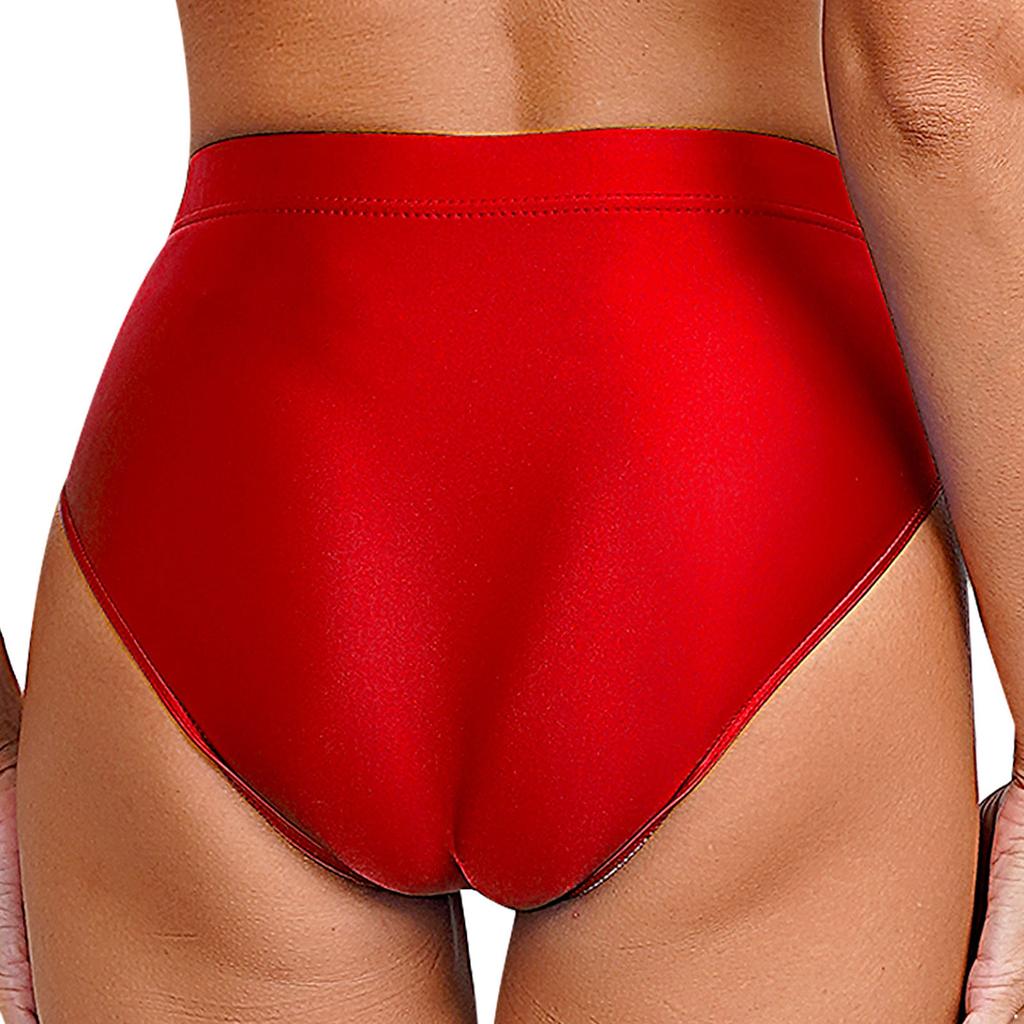 Womens Shiny Solid Color Briefs High Stretch Elastic Waistband Underwear