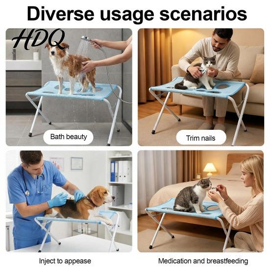 Dog Grooming Hammock Stand Stand Foldable Cat Bath 8-Hole Pet Elevated Platform Washing Station for Small Medium Dogs Nail Trimming And Bathing