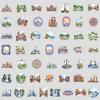 50 Waterproof Decorative Watercolor Doodle Stickers for Water Bottles, Phones, and Computers