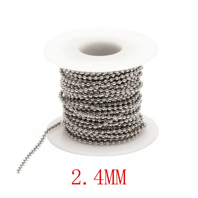 10meters/roll 1.5/2/2.4mm Beaded Ball Stainless Steel Chain Bulk Chains for DIY Necklaces Bracelet Keychain Jewelry Making