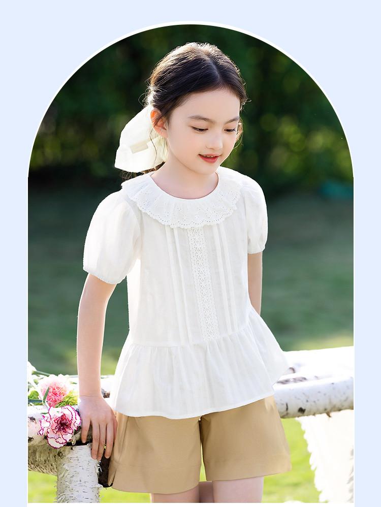 Girls' Summer Set with Bubble Sleeves and Loose Shorts