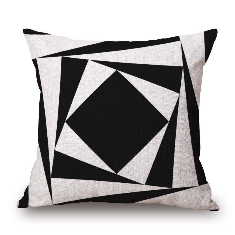 Cover Geometric Cushion Home Sofa Decor Black  White Linen Throw Pillow Case
