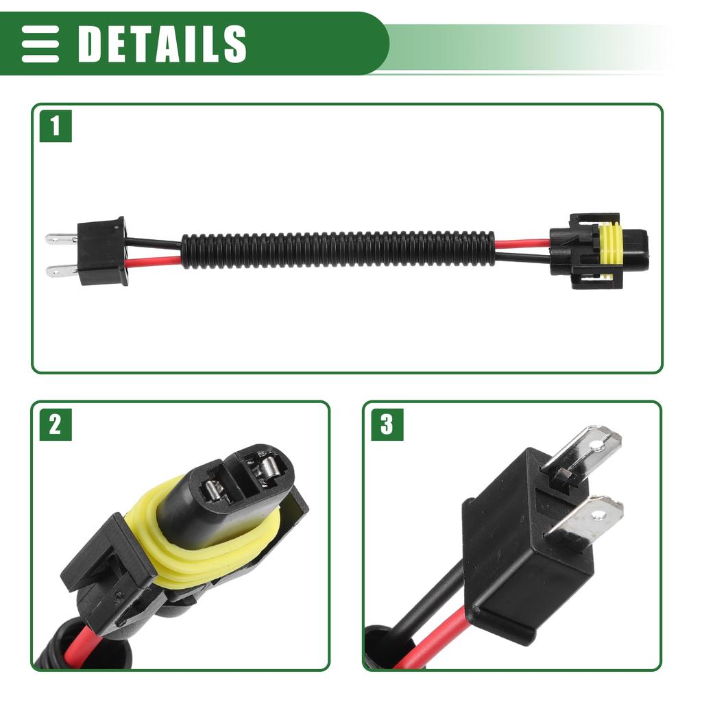 Motoforti Universal Car Headlight Bulb Retrofit Wiring Replacement Connector Female Male Socket Adapter H8/H9/H11
