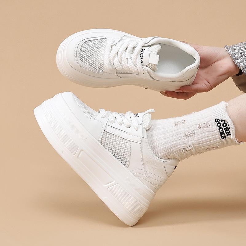 Fashion 8CM New Chunky Sneakers for Women Comfortable High Platform Dermis Thick Base Summer Autumn Non-slip Thick Bottom Walking Shoes