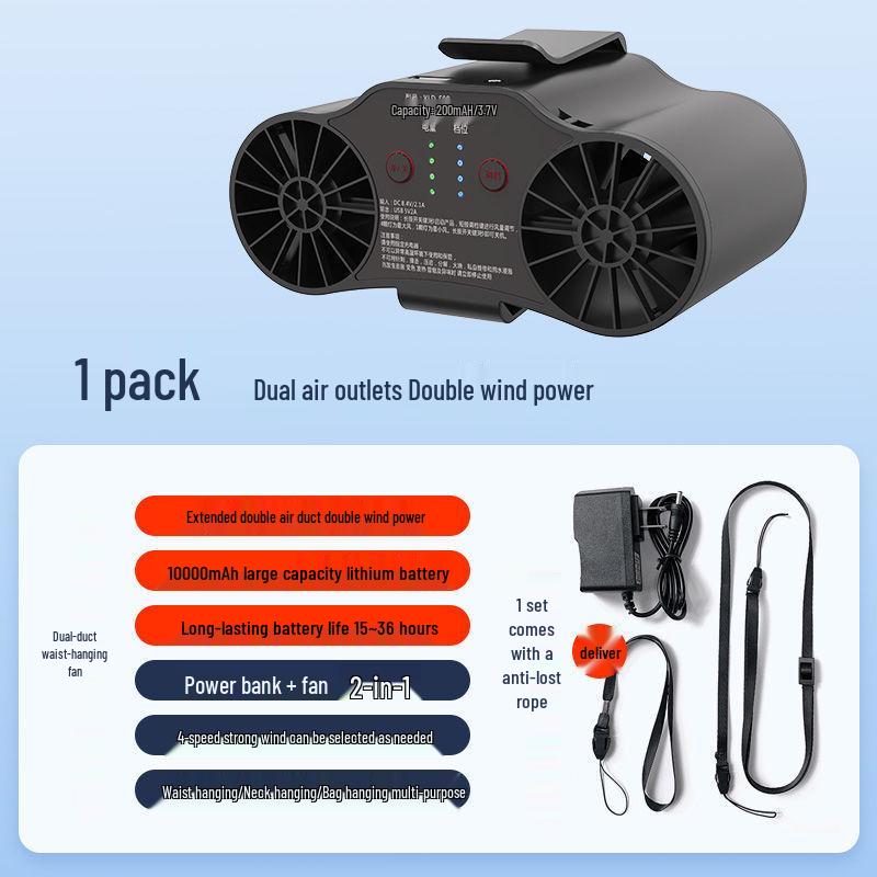 

Portable Waist Fan - High-Capacity Cooling for Outdoor Construction 1-Year Warranty [Universal Fit] 4-Speed